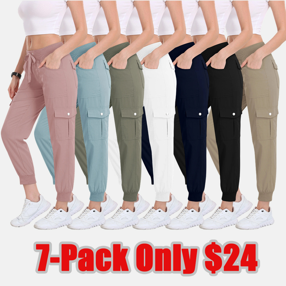 Women's Lightweight Hiking Cargo Pants Outdoor Quick Dry Casual Travel Sweatpants Joggers Elastic Waist Button Pockets Comfy Moms over 30 Basic four season