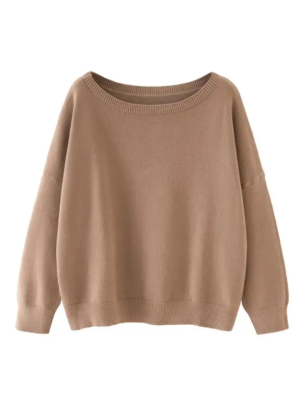 Women's Plain Scoop Neck Sweater