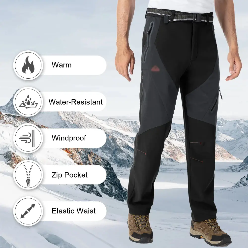 Men's 8-Pack Insulated Waterproof Pant Windproof Warm Fleece Lined Ski Trousers