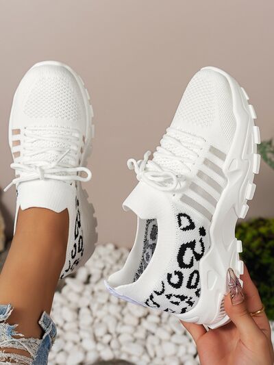 Cutout Leopard Lace Up Mesh Athletic (multiple color options)