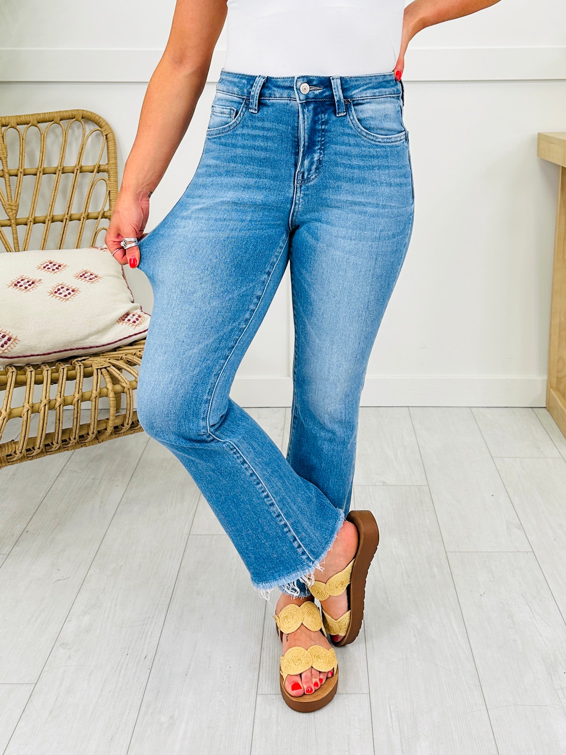 Severely Soft Tummy Control Cropped Kick Flare Jeans