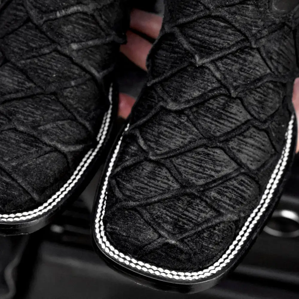 Black Rough-Out Pirarucu Leather Boots - Square Toe