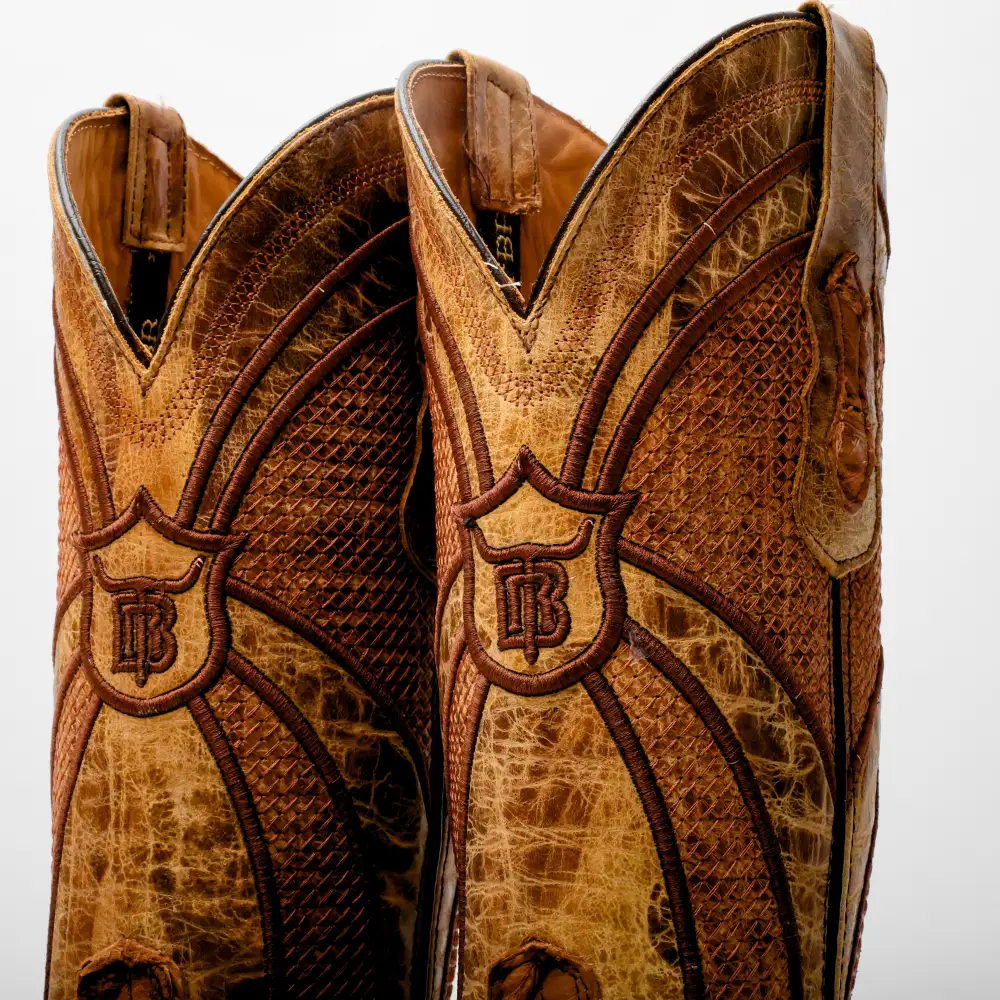 Tan Genuine Pirarucu Boots - Square Toe