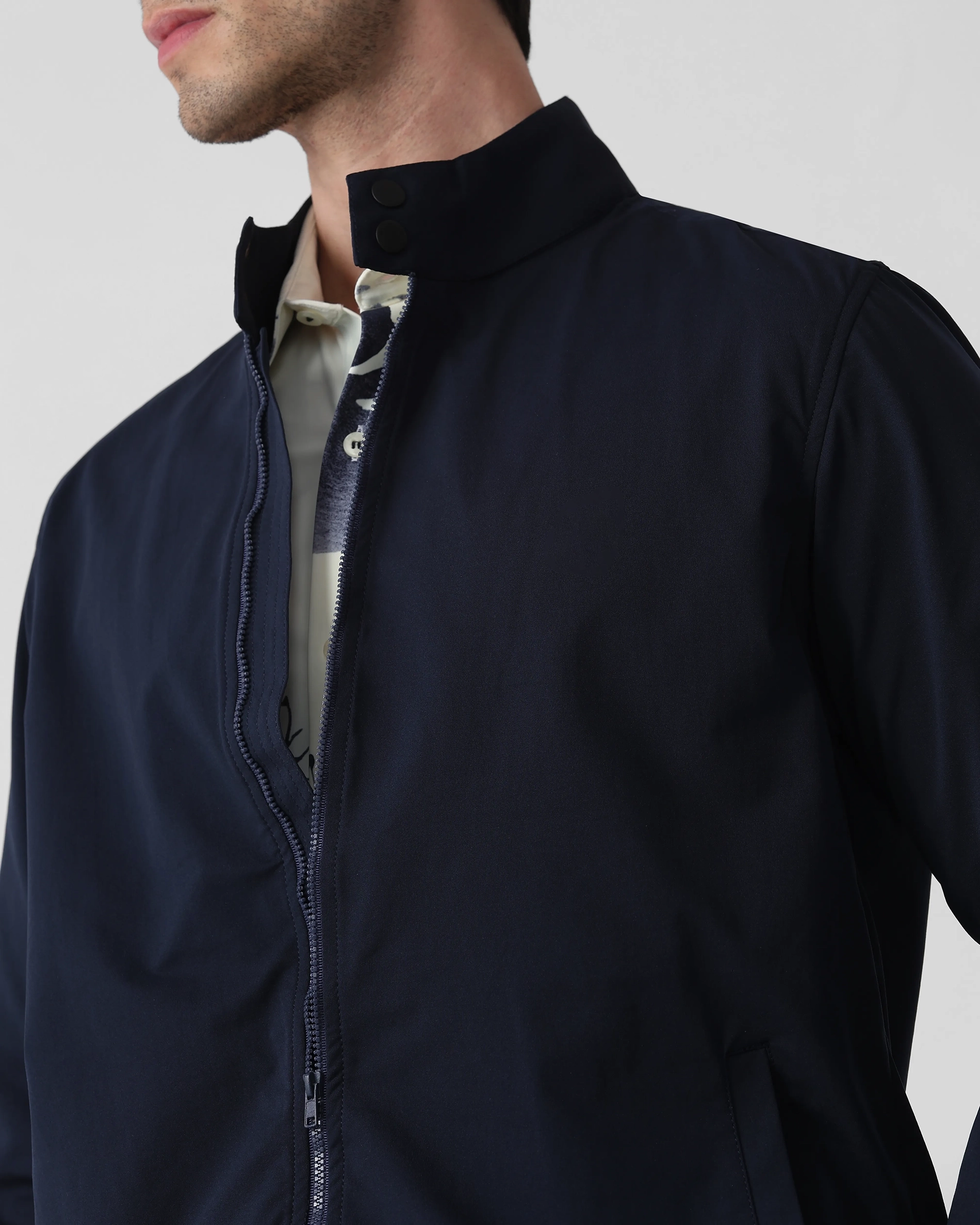 Versatile Comfortable Slim-Fit Navy Jacket