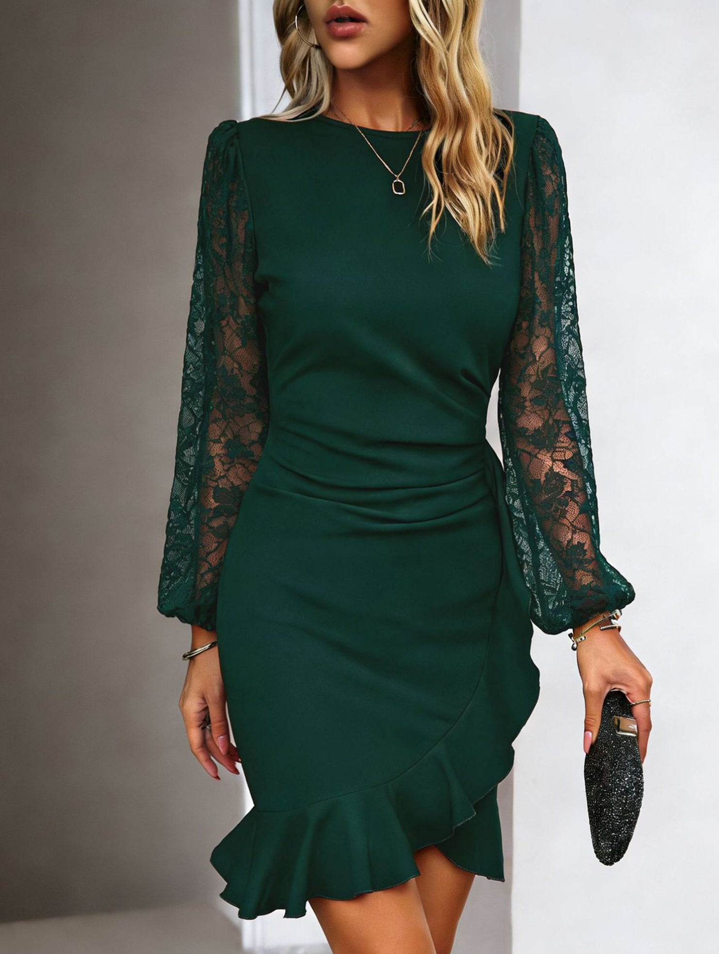 Lace Puff Sleeve Dress