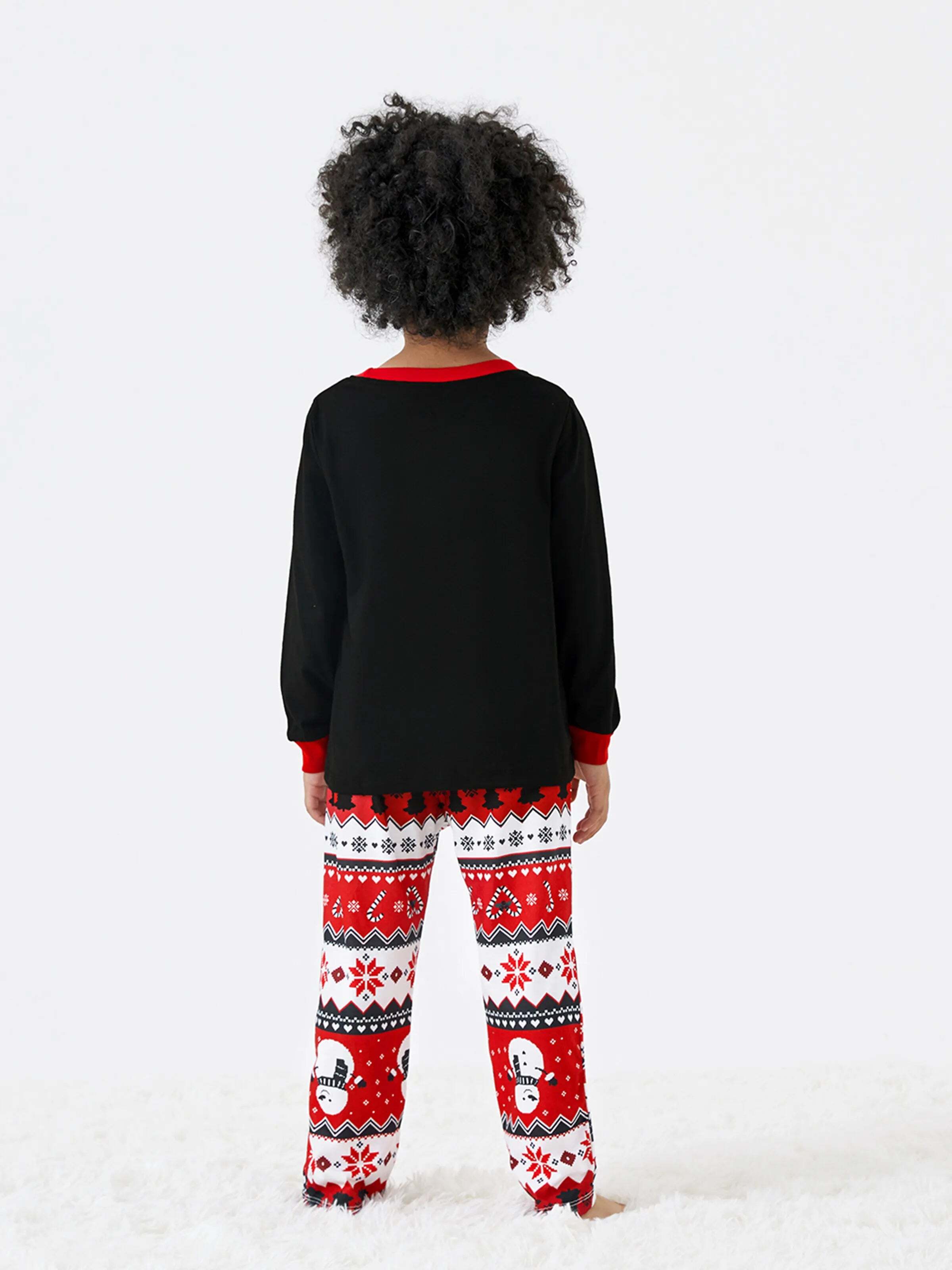 Christmas Family Pajamas Set Snowman Print Long-sleeve PJS with Christmas Socks Black