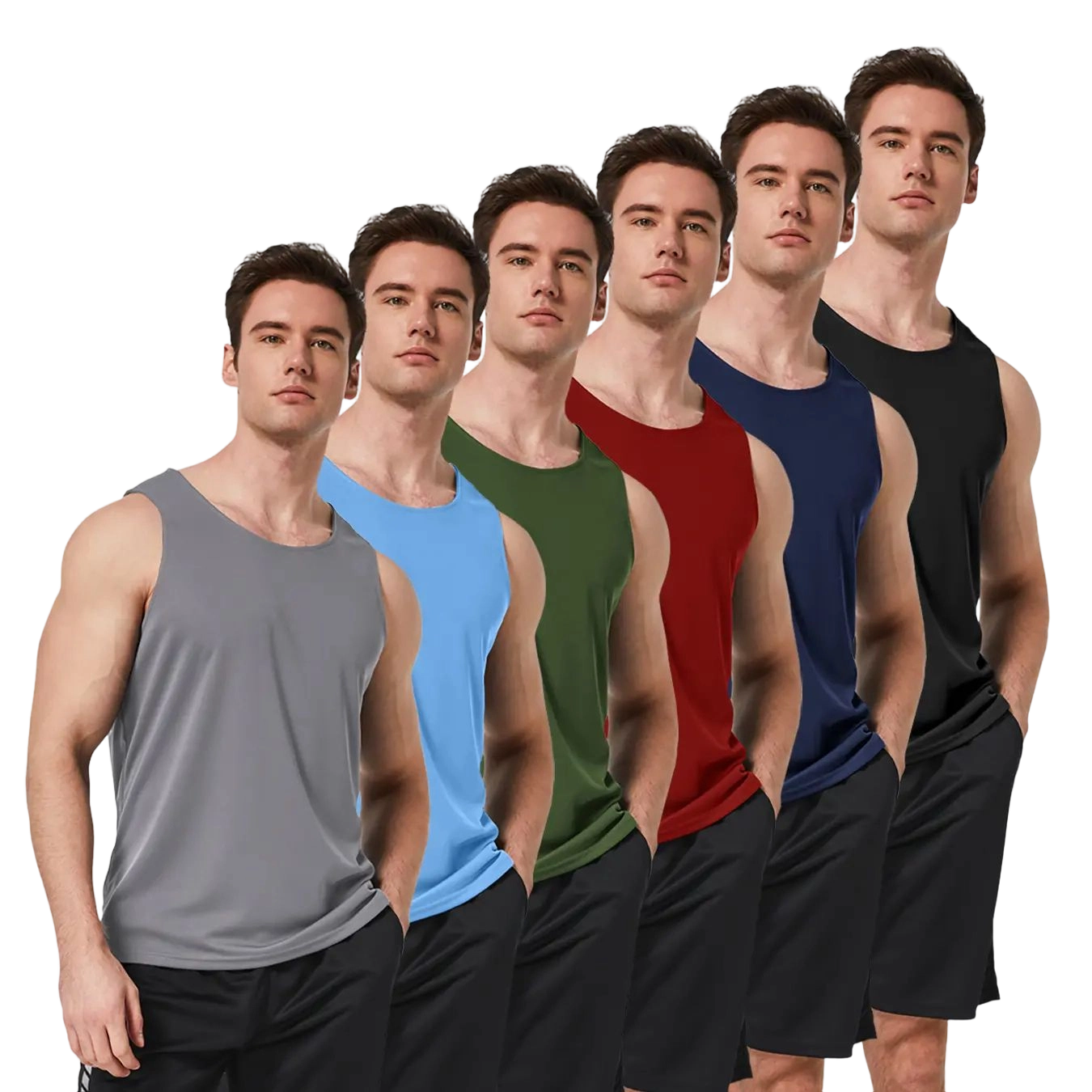 Men's Workout Tank Tops UPF 50+ Swim Shirts Quick Dry Running Sleeveless UV Protection Muscle Tees