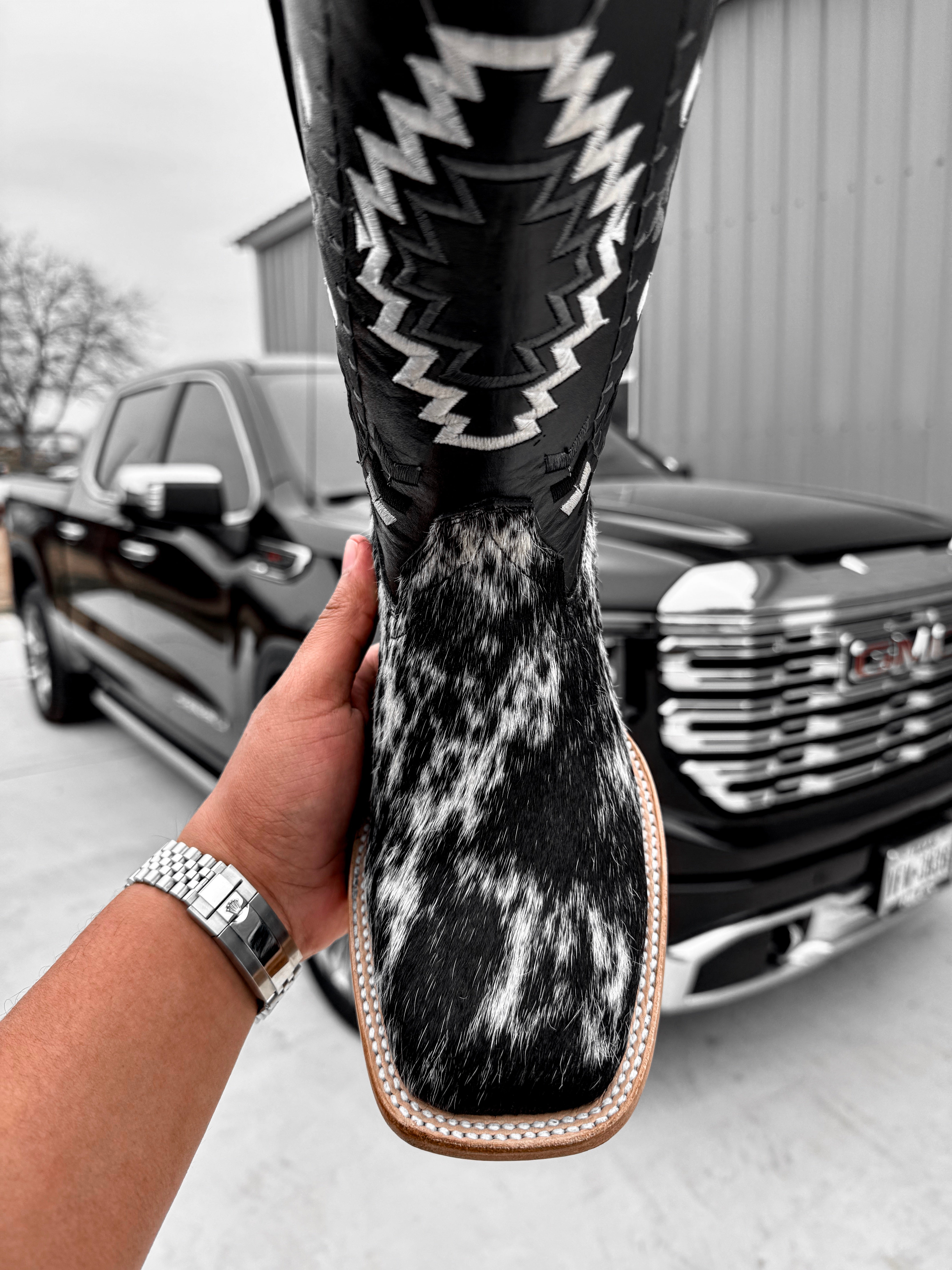 Genuine Cowhide Boots - Square Toe