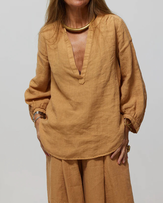 Casual Loose Cotton and Linen Shirt & Pants Two-Piece Set 4bb0