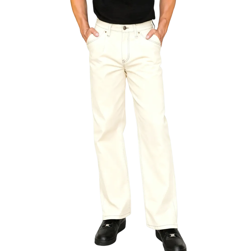 Pleated Raw Denim Baggy Fit Jeans