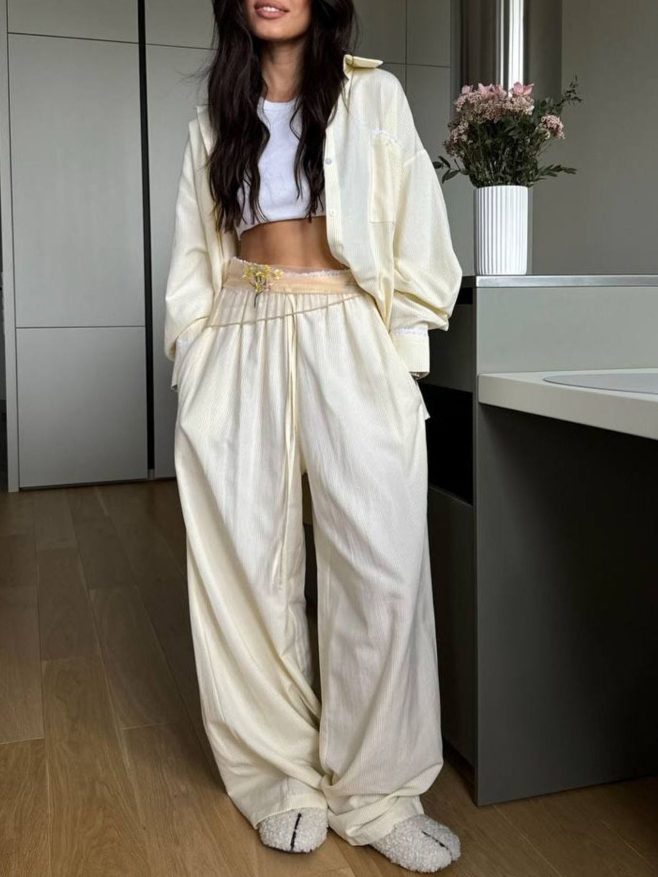 Relaxed Fit Long Sleeve Shirt and Pants Set