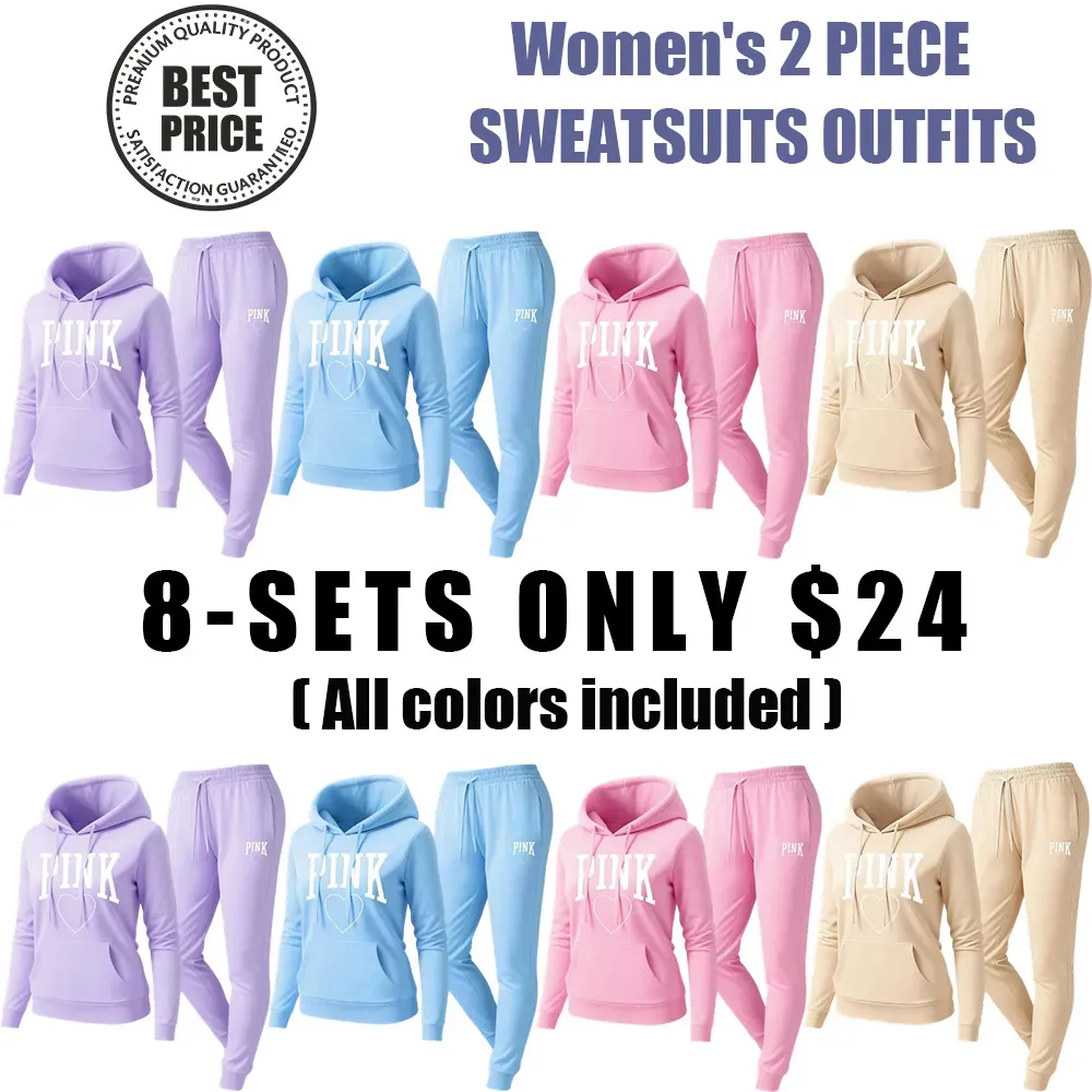 Women's Pink Heart Print Tracksuit