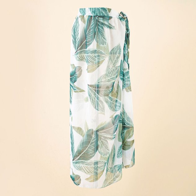 2025 new summer European and American style leopard print beach vacation chiffon print tie-dye strappy beach wrap skirt