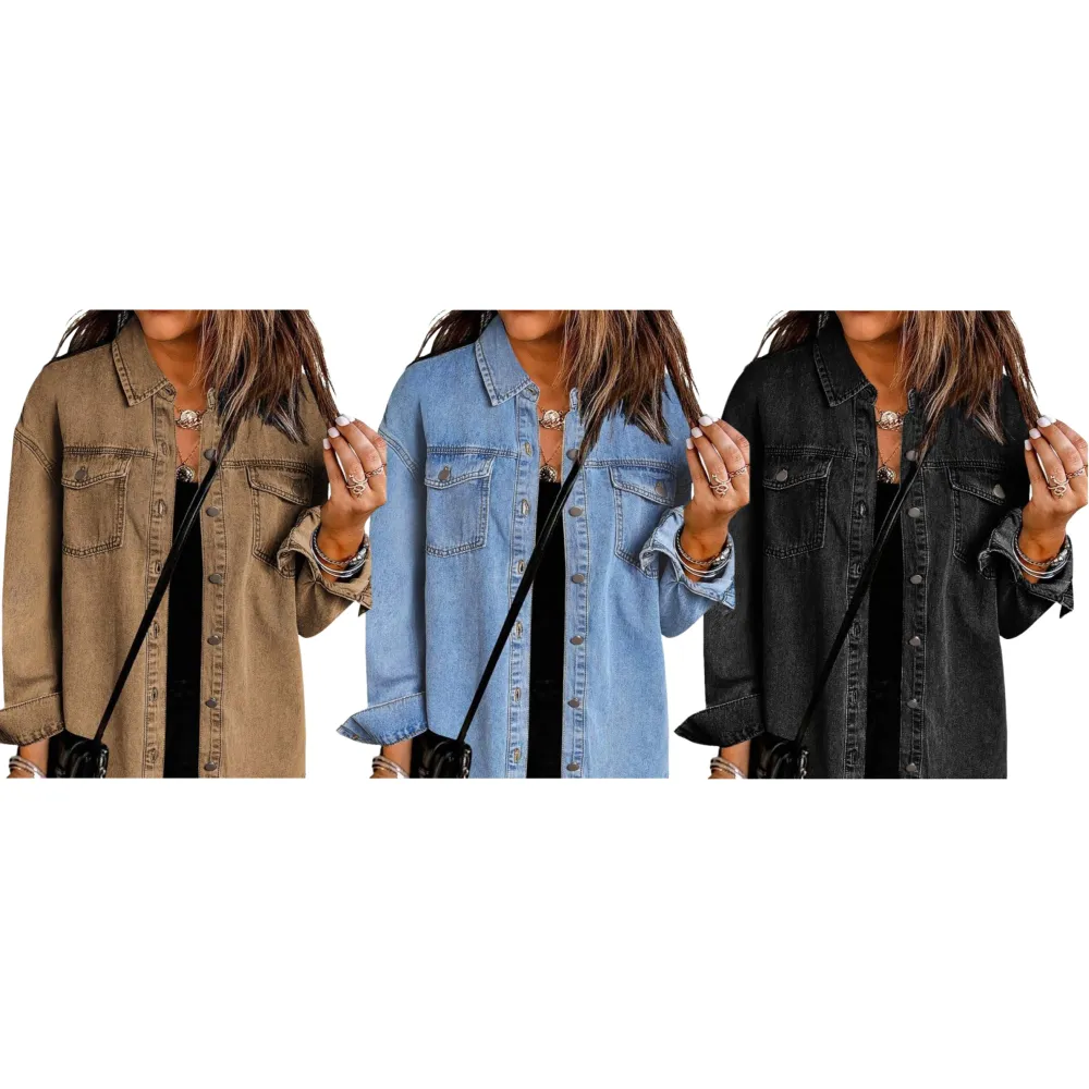 Denim Jean Jacket Casual Long Sleeve Pockets