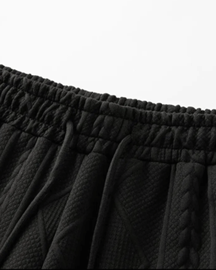 Men’s Textured Summer Two-Piece Set – Short Sleeve Tee & Drawstring Shorts