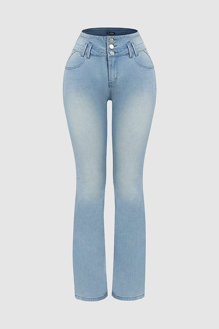 🔥High-Waist Button Fly Flare Jeans 7-Pack Only $24.99