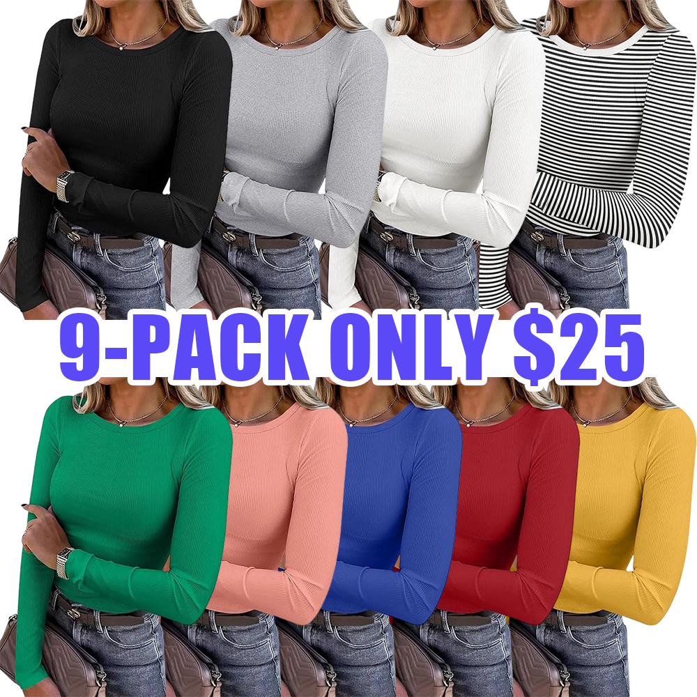 Women's Slim Fit Rib Knit Long Sleeve Top