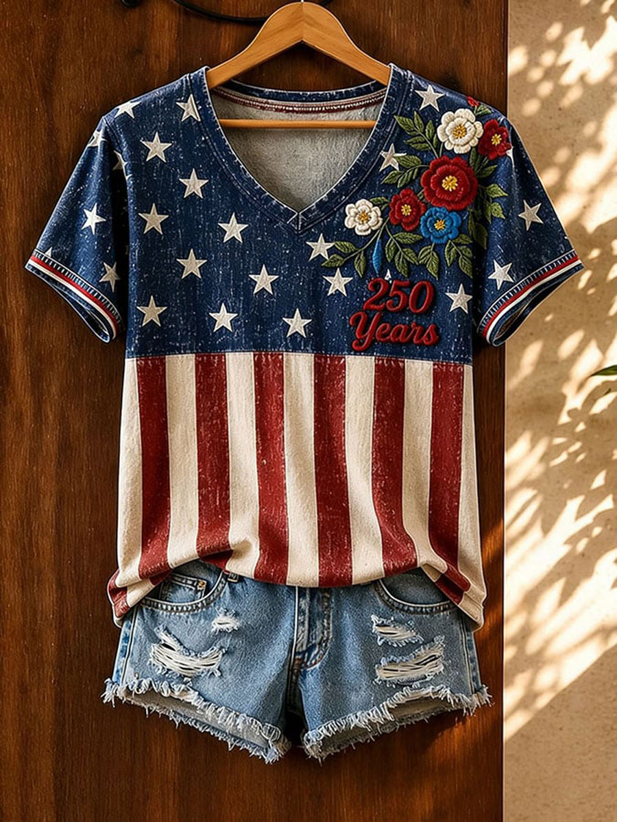 Women's Casual 250th Anniversary Independence Day Printed T-shirt