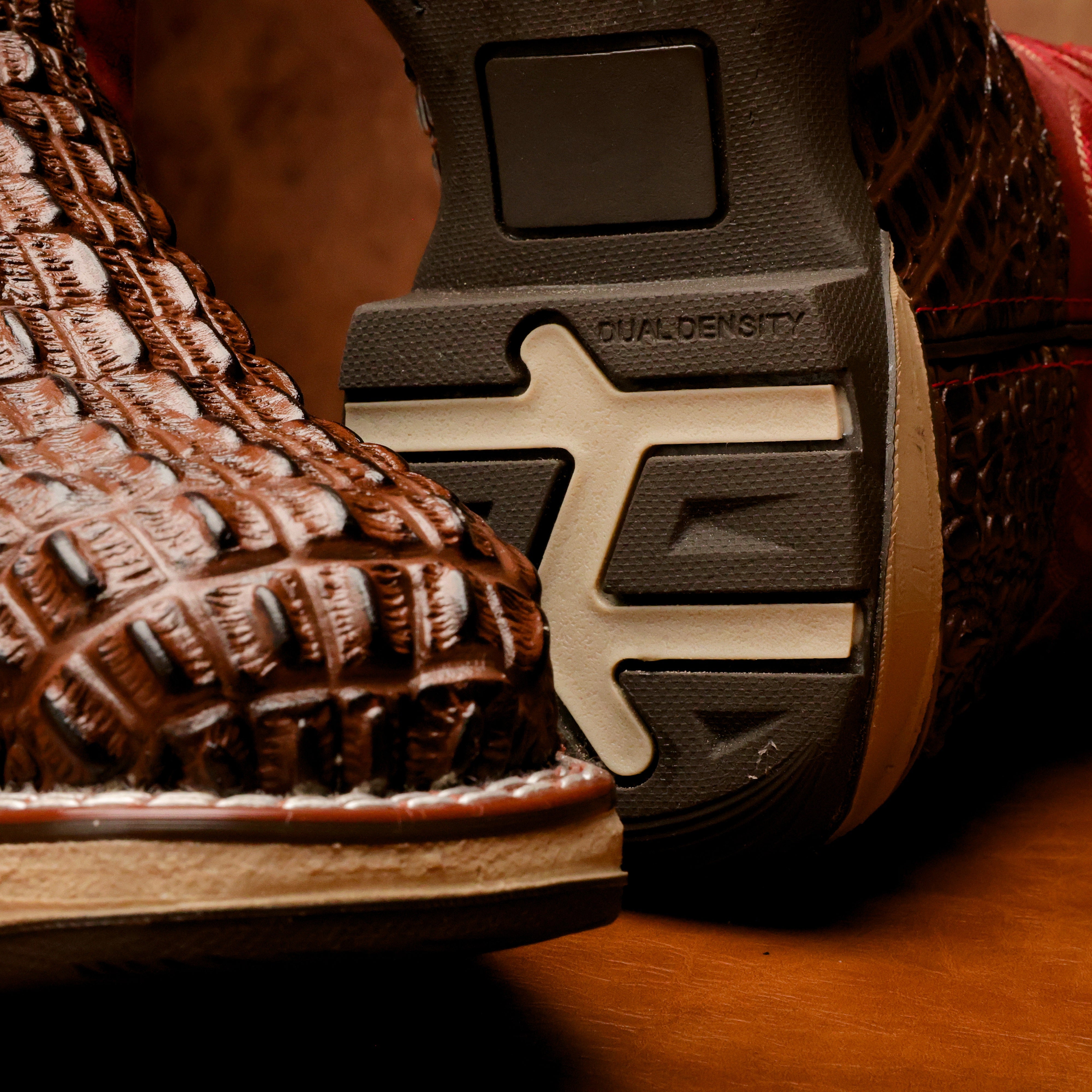 Brown Caiman Hornback Leather Boots With 3D Lightweight Sole - Composite Toe