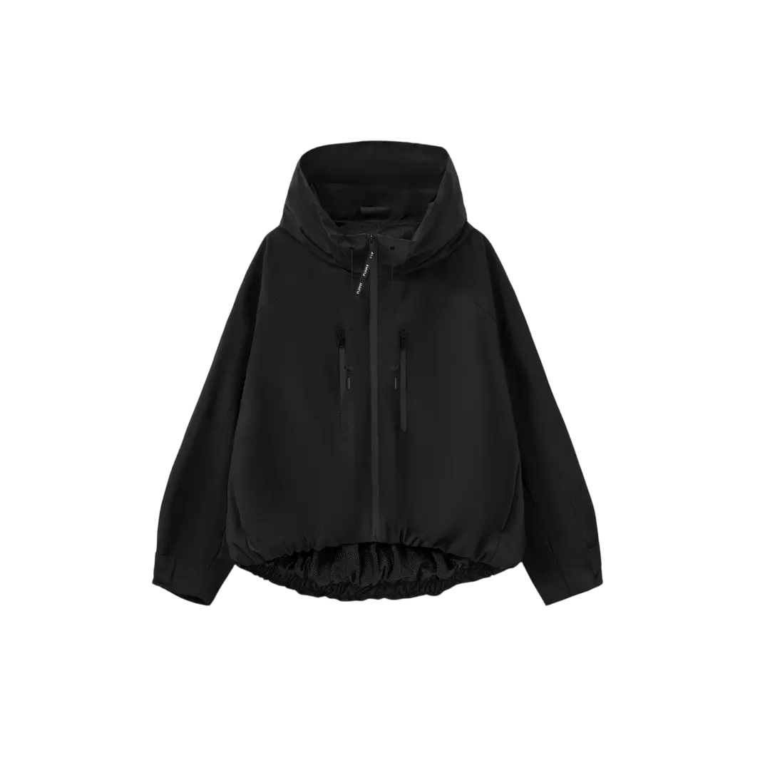 Women's Stylish Pleated Hem Rain Jacket
