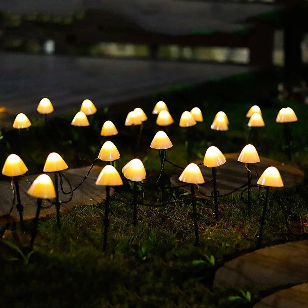 Small Mushroom Waterproof LED RGB Solar Lights Outdoor String Lights