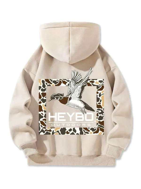 Fleece Lined Hooded Long Sleeve Half Zip Men's Sweatshirt