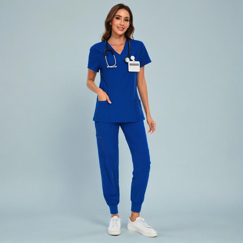 Set for Women - Stretch V-Neck Scrub Top & Jogger Pant with 8 Pockets COZY SCRUBS