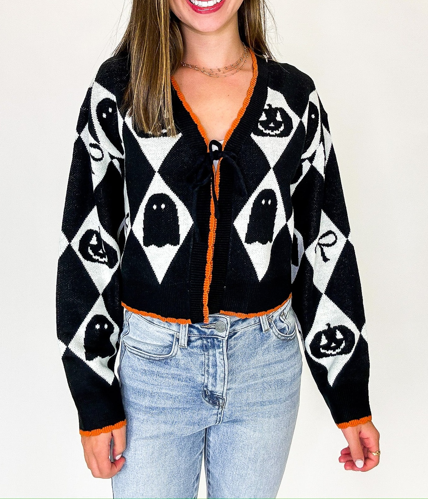 Ghoul Grid Argyle Knit Cardigan - FINAL SALE