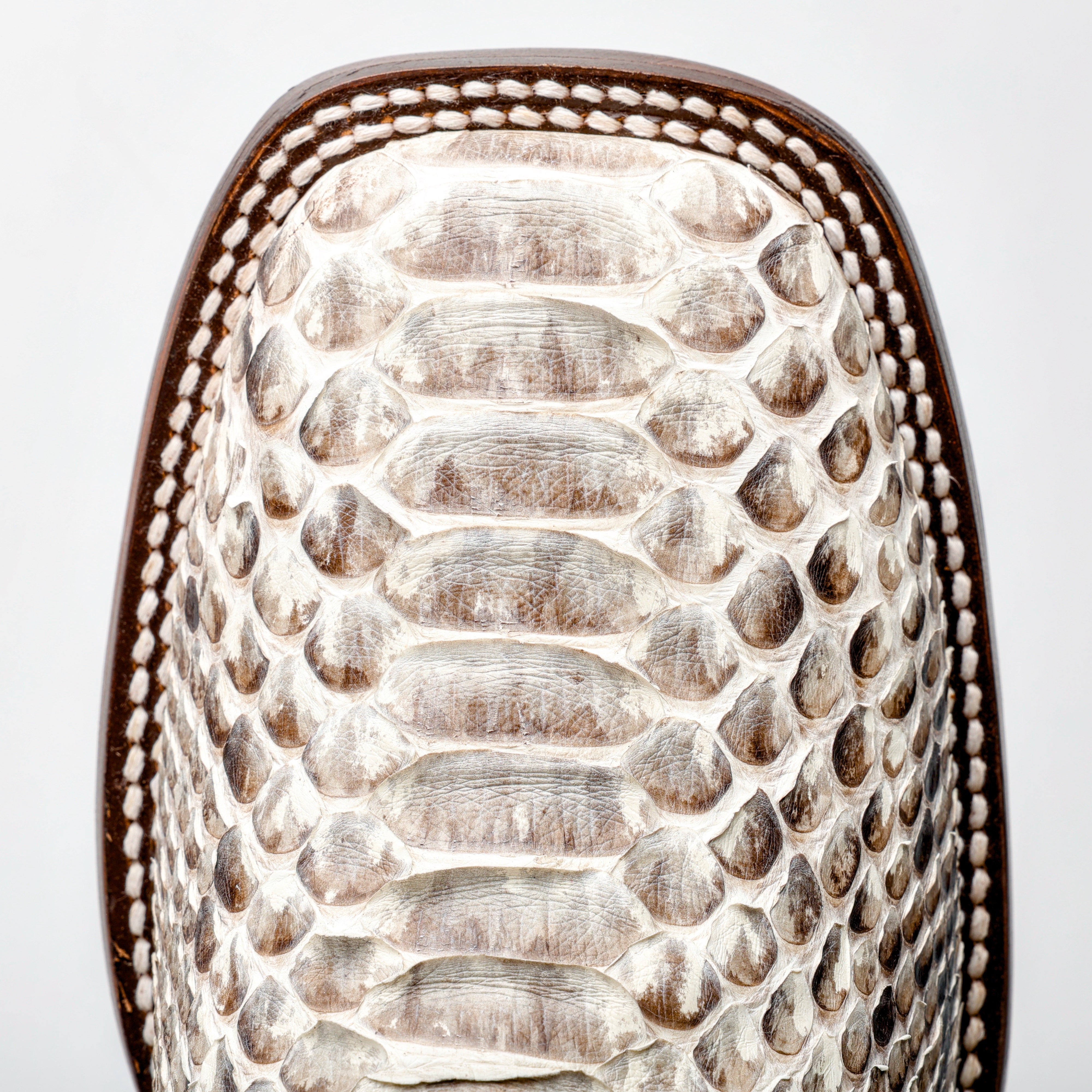 Genuine Natural Python Boots - Square Toe