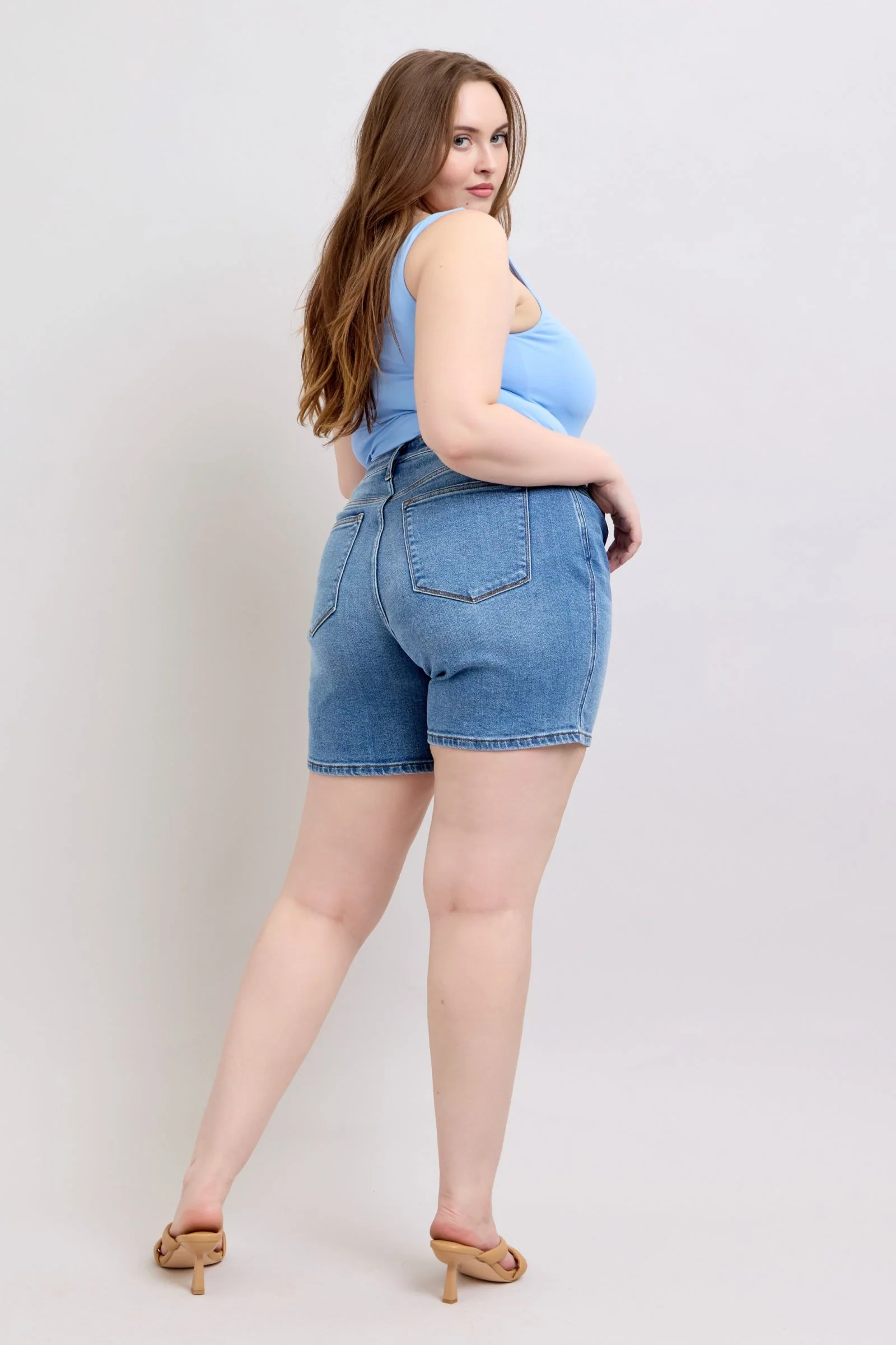 2 Button Denim Shorts with Pockets