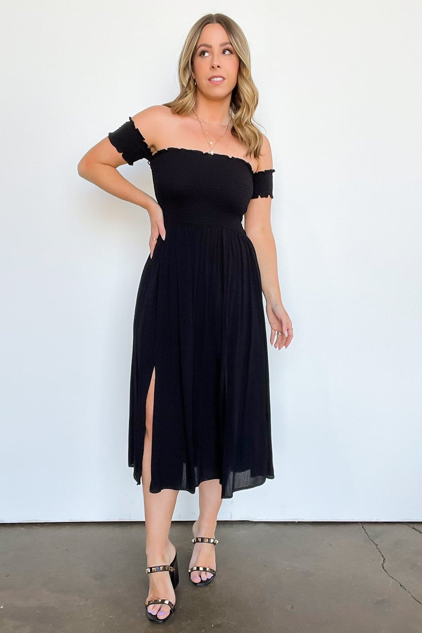 Off Shoulder Smocked Dress