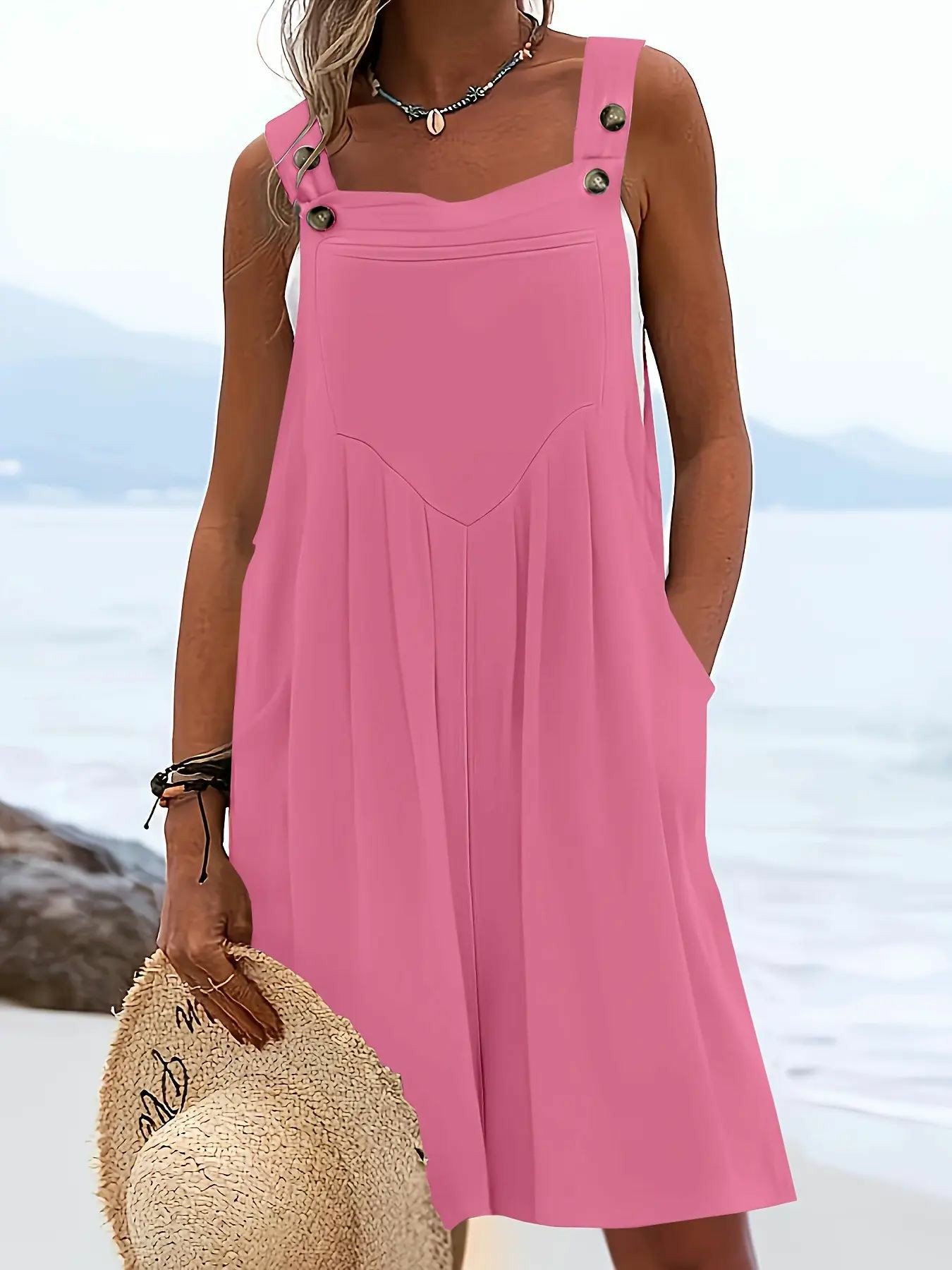 Women's Plus Size Casual Fashion Wide Leg Shorts, Loose Fit Belted Overall Pants with Button Pockets, 9 Colors Available