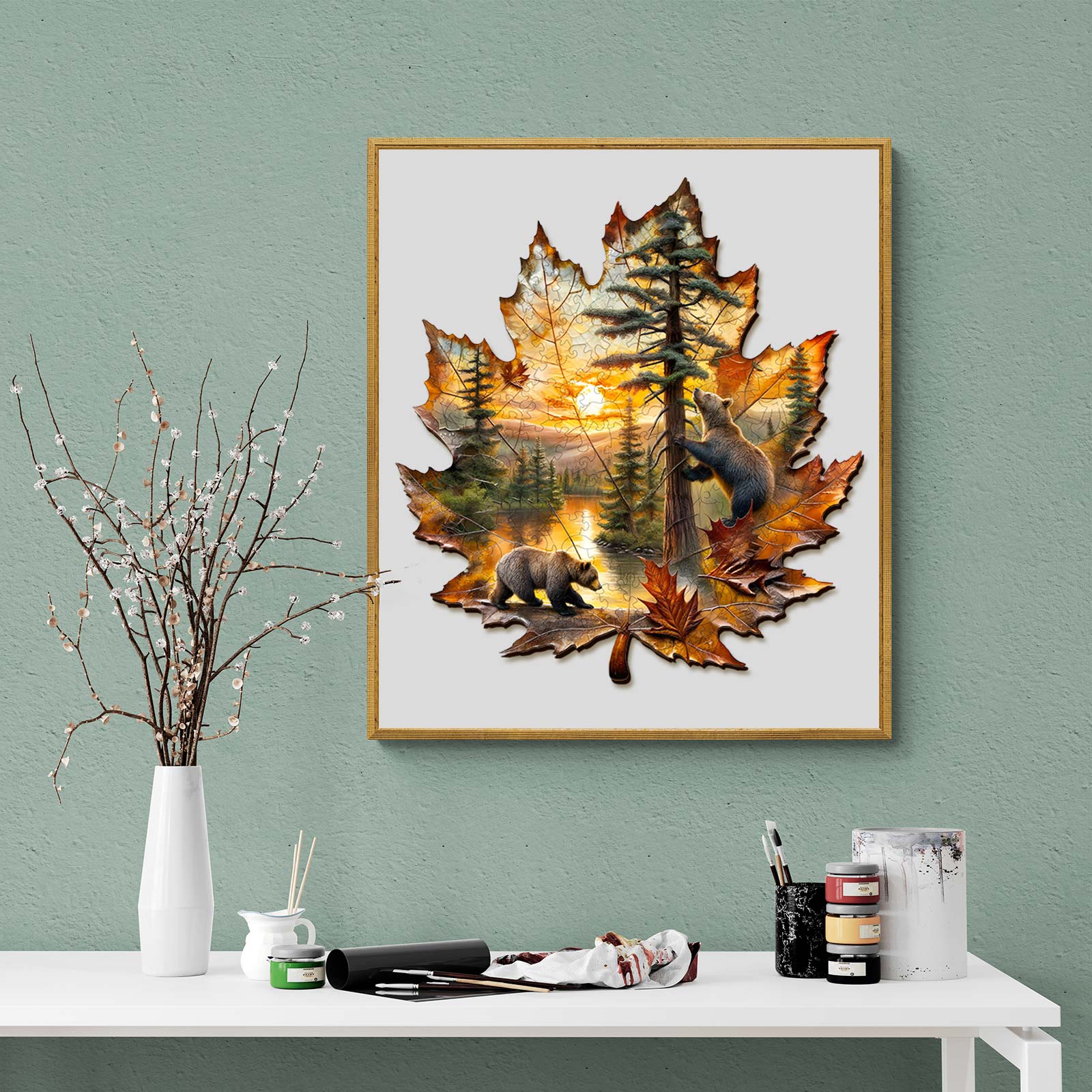 Brown Bear Autumn Wooden Jigsaw Puzzle