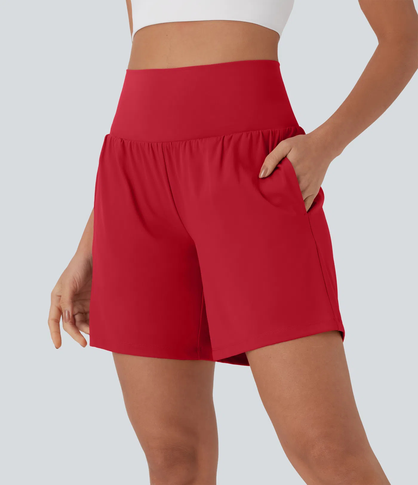 Women's 2-Piece Super High Waisted Back Pocket & Side Hidden Pocket 2-in-1 Yoga Shorts Set