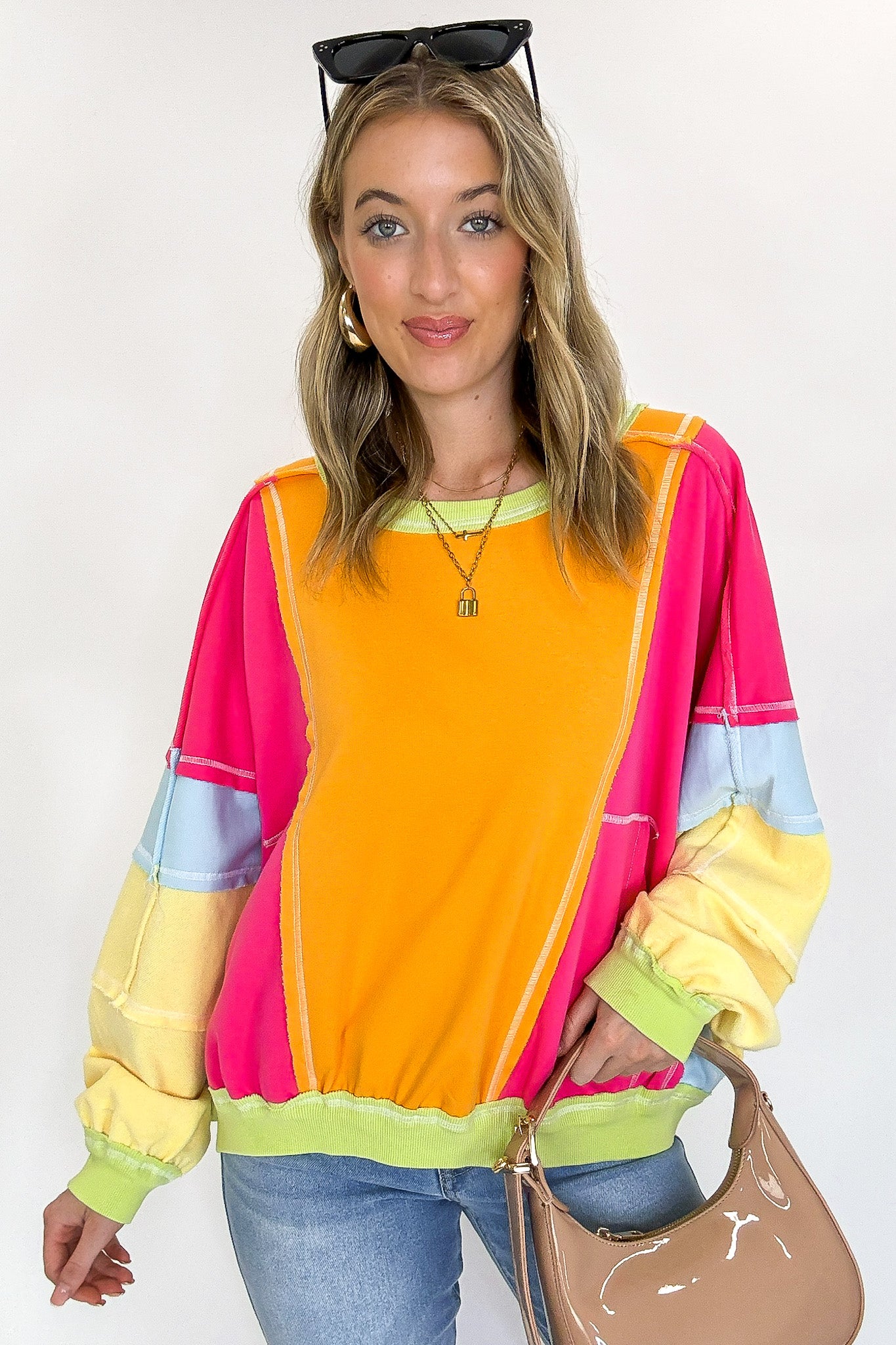 Vintage Washed Terry Raw Edge Pullover