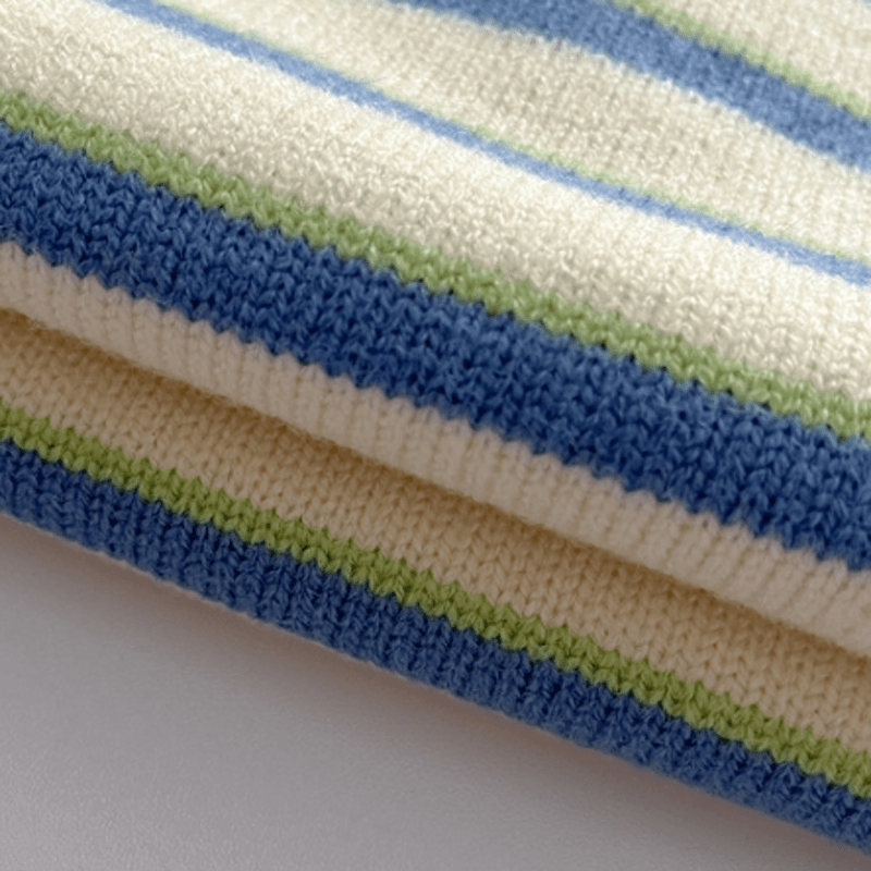 Baby Blue Striped Polo Romper/Sweater