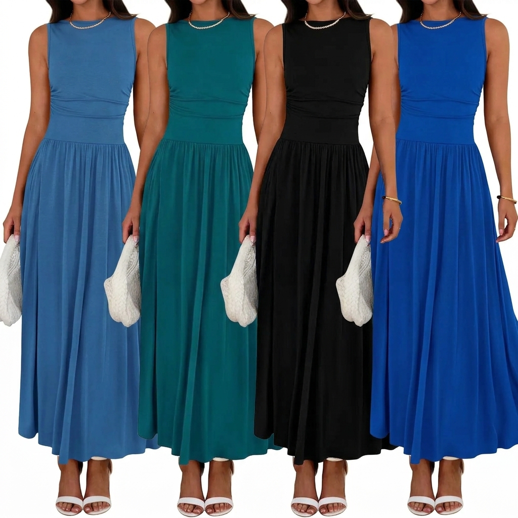 Women's Ruched Maxi Sundress