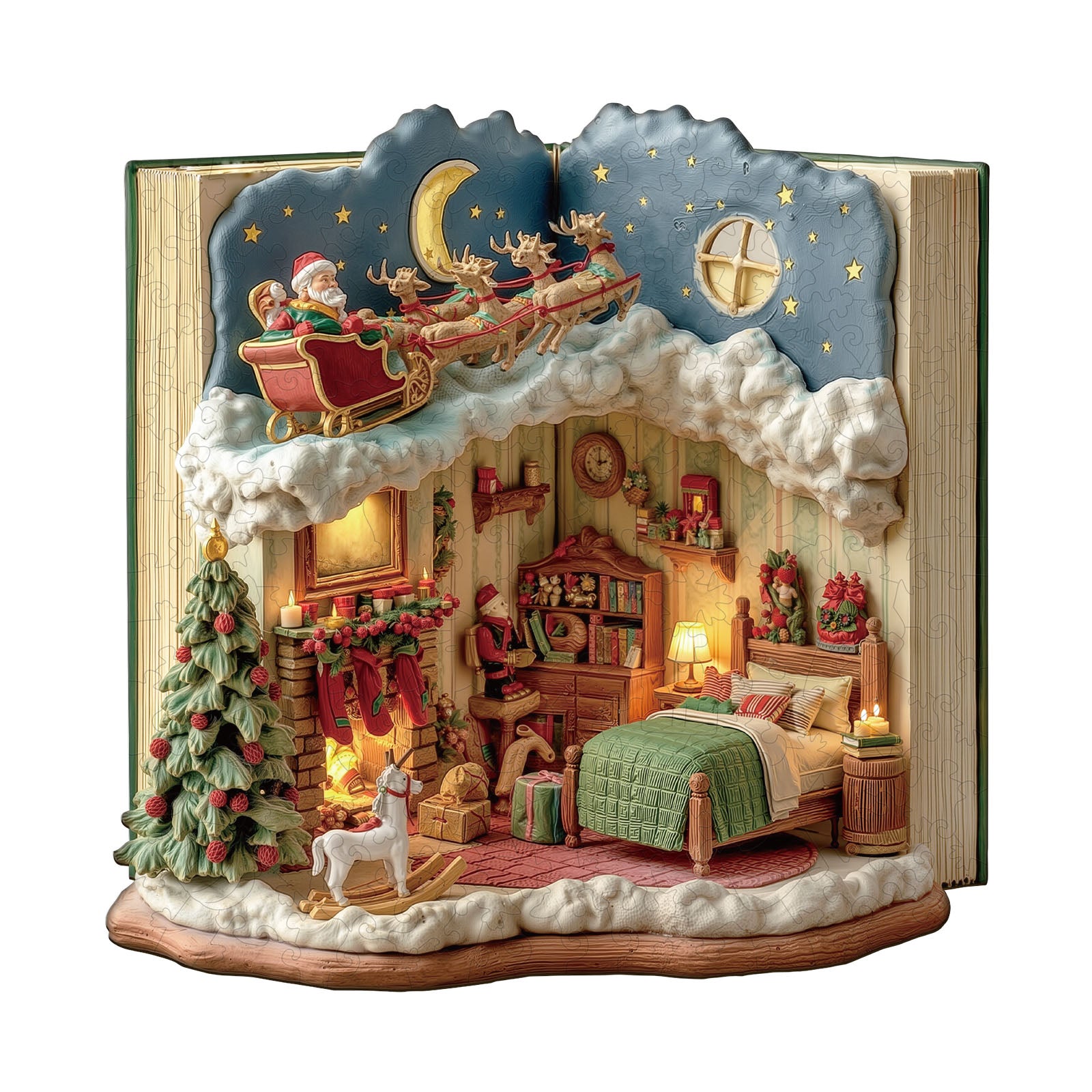 Christmas Eve in the Book Wooden Jigsaw Puzzle