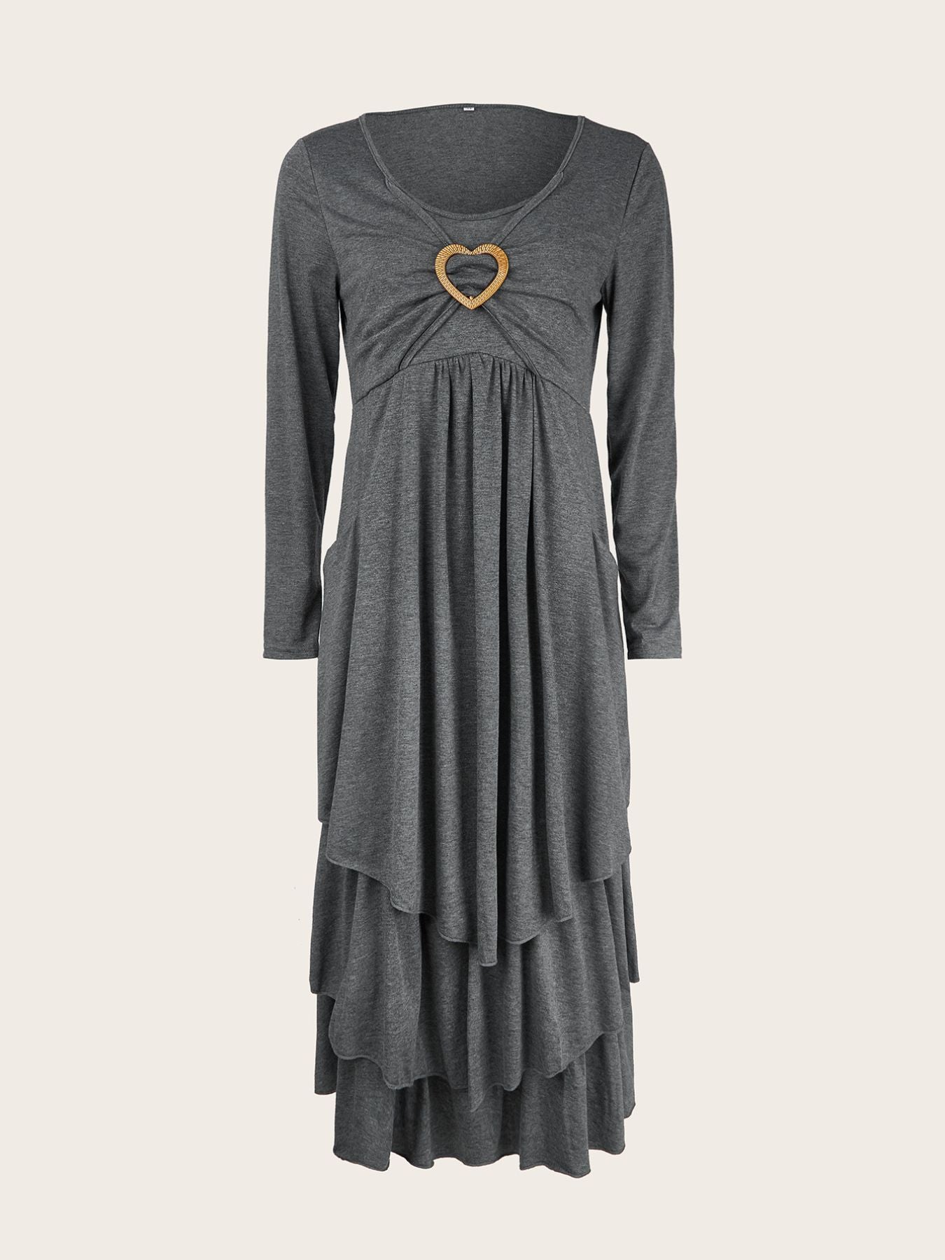 Full Size Heart-Decor Layered Midi Dress Plus Size