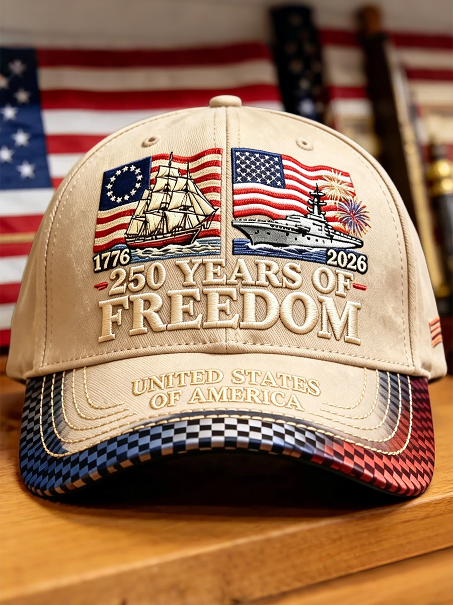 250 Years Of Freedom Ship & Warship Patriotic Baseball Cap