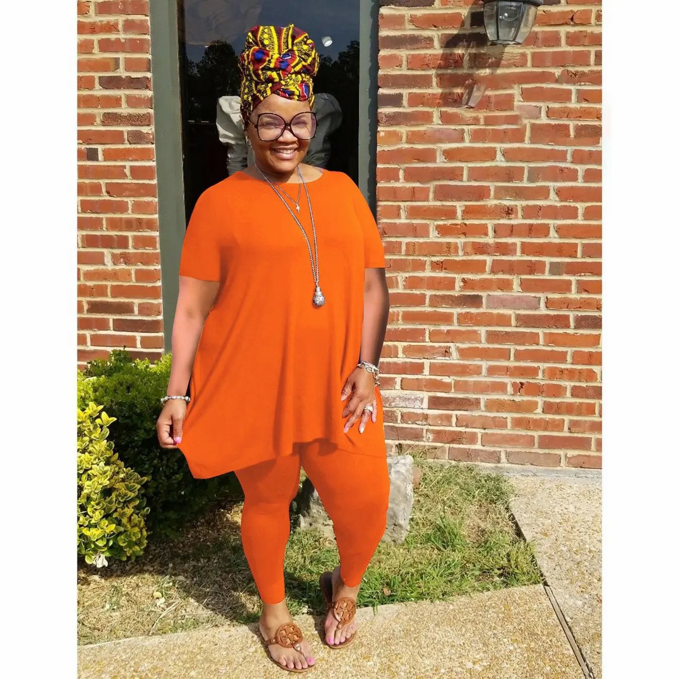 Women Plus Size 2 Piece Outfits Short Sleeve Top and Legging Pant Set Lounge Sets Tracksuit