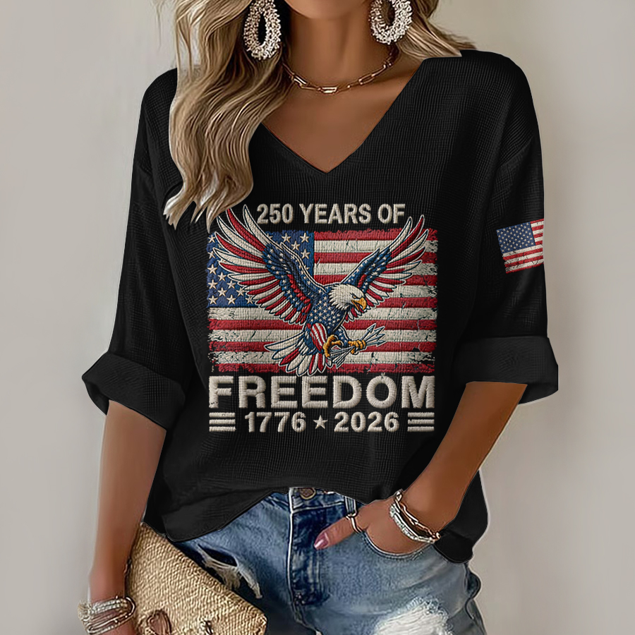 Women'S Retro American Independence Day Printed Casual Top