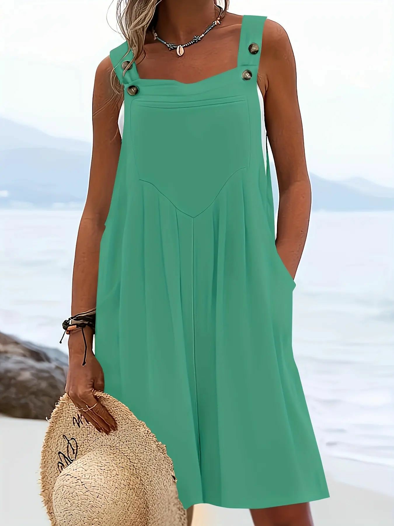 Women's Plus Size Casual Fashion Wide Leg Shorts, Loose Fit Belted Overall Pants with Button Pockets, 9 Colors Available