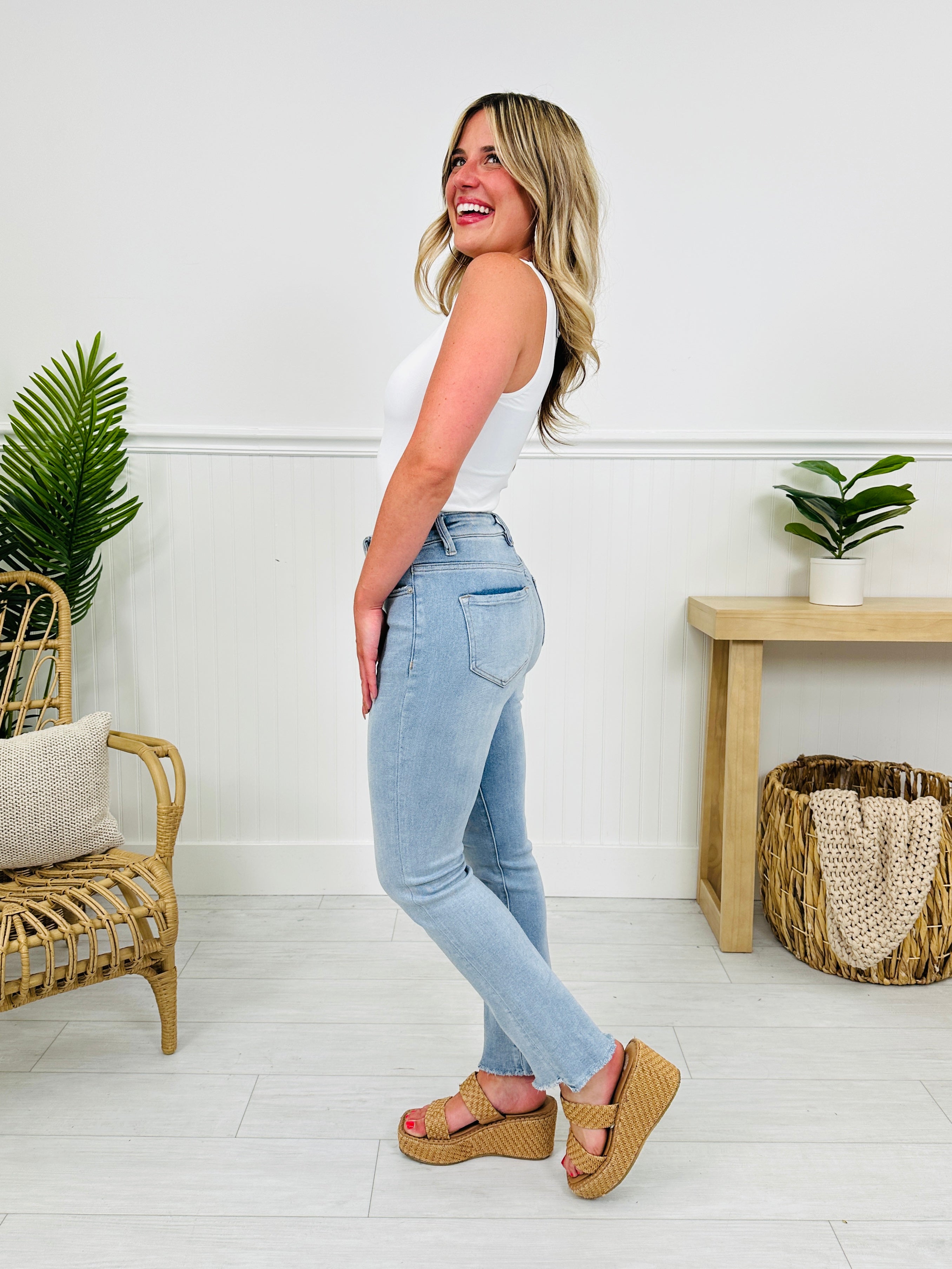 One Step Ahead Tummy Control Cropped Step Hem Jeans