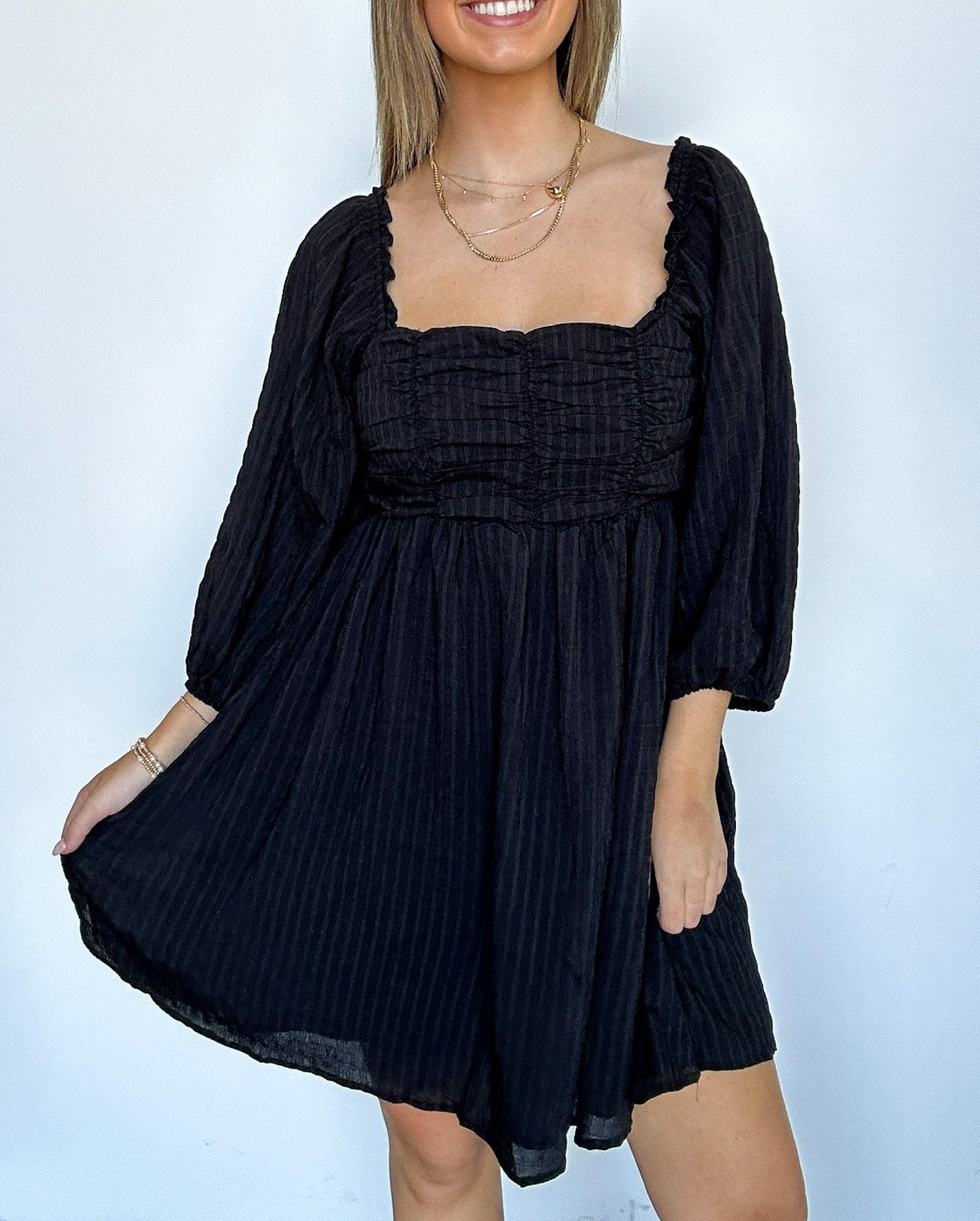 Easily Effortless Smocked Puff Sleeve Dress