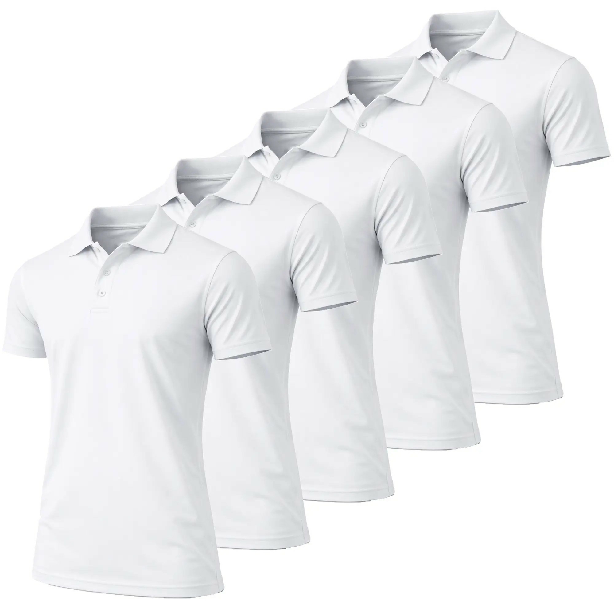 Men's 5-Pack Moisture-Wicking Fabric Polo Collar Shirt Menswear Stylish Ribbed Sleeve