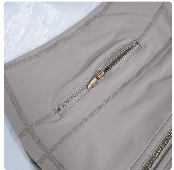 Women's Yoga Suit Gold Zipper Stand Up Collar Slimming Fitness Jacket