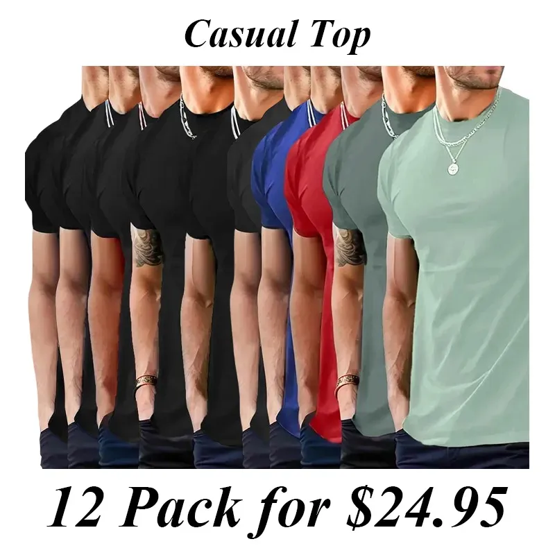 12PACK-Hipster Hip Hop Longline Crewneck Shortsleeve T-Shirt,Menswear Casual Streetwear Tshirt Tops