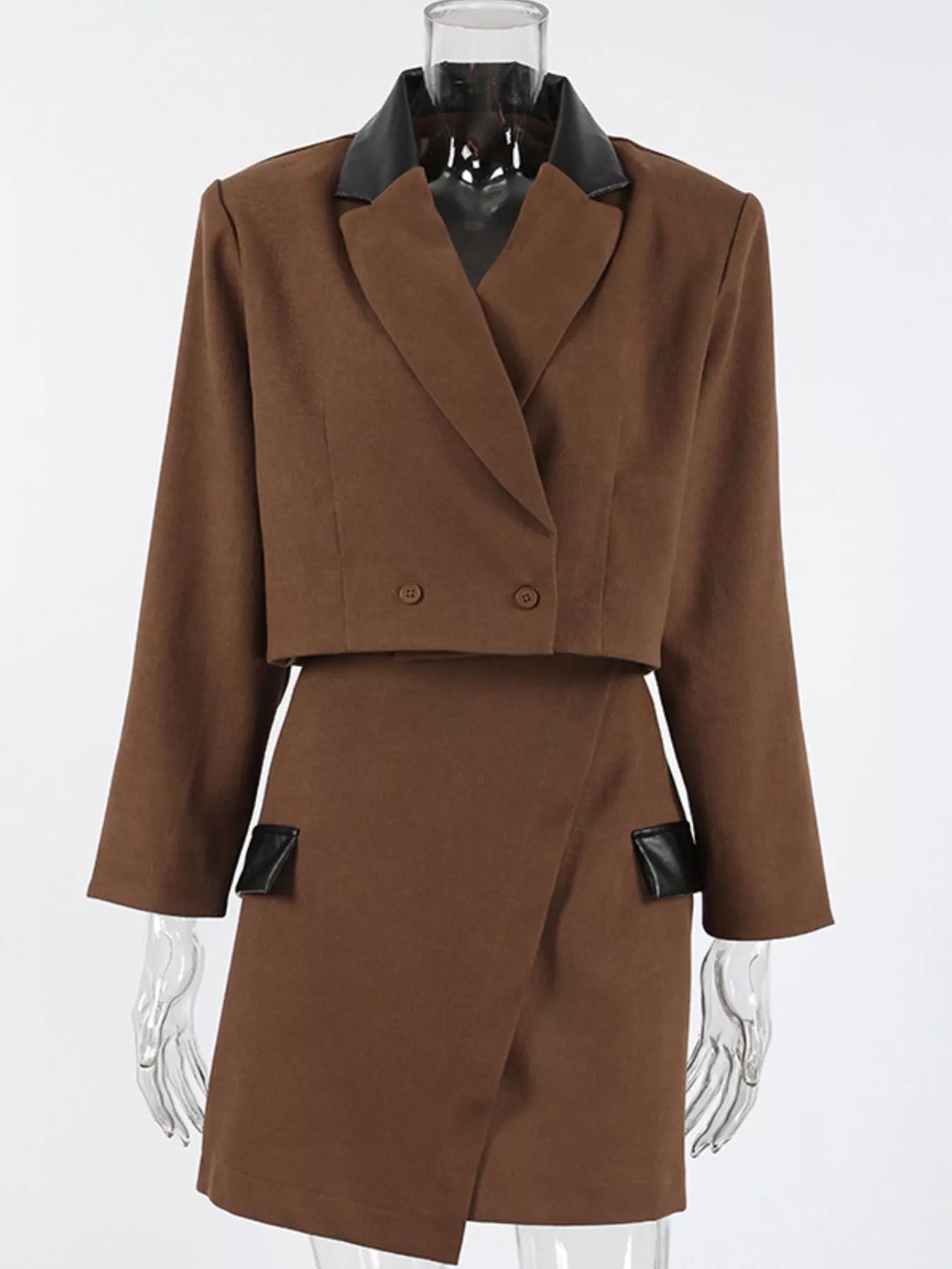 Double-Breasted Blazer & Asymmetrical Skirt Set