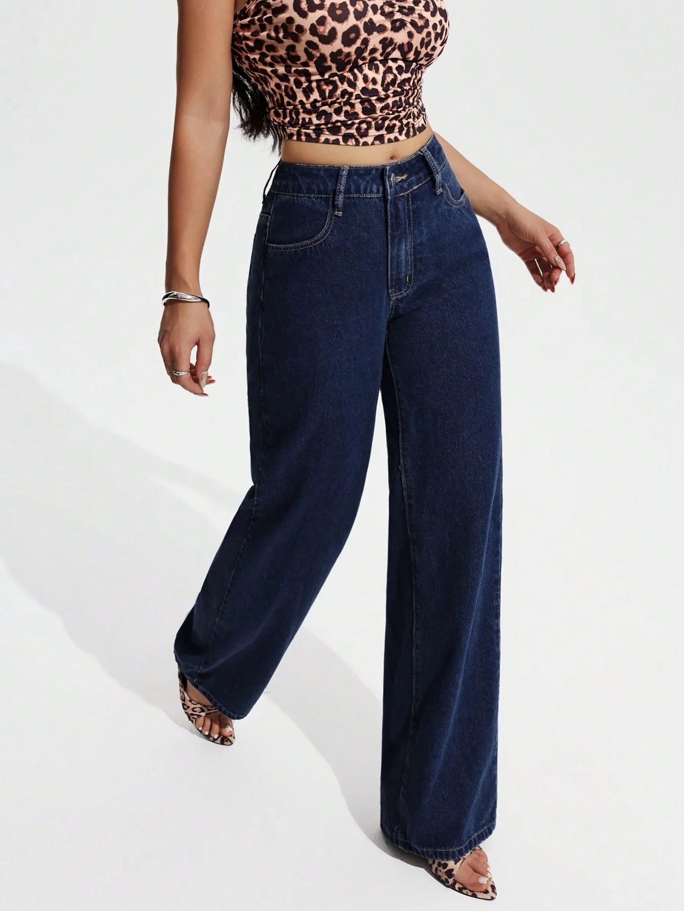 Wide Leg High Rise Jeans
